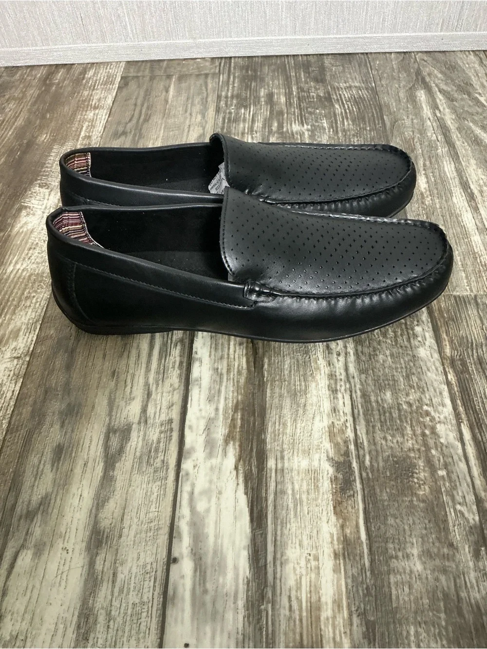 Stacy Adams Black Perforated Slip-On Loafers Size 13